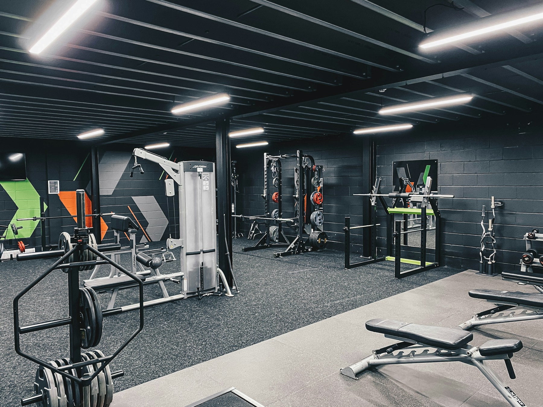 Training studio with strength equipment
